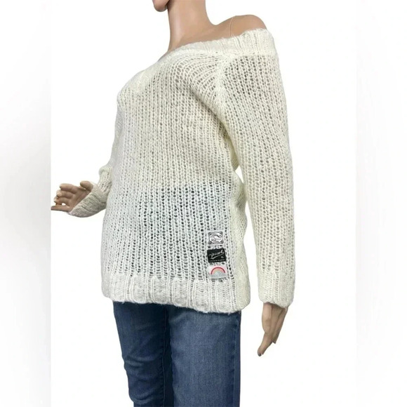 Rip Curl The Search Sheer Wool Blend Open Knit Womens Off Shoulder Sweater Sz L - Picture 5 of 9